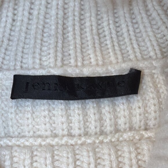 JENNI KAYNE ICONIC 100% CASHMERE FISHERMAN TURTLENECK SWEATER IVORY SZ M - Picture 6 of 6